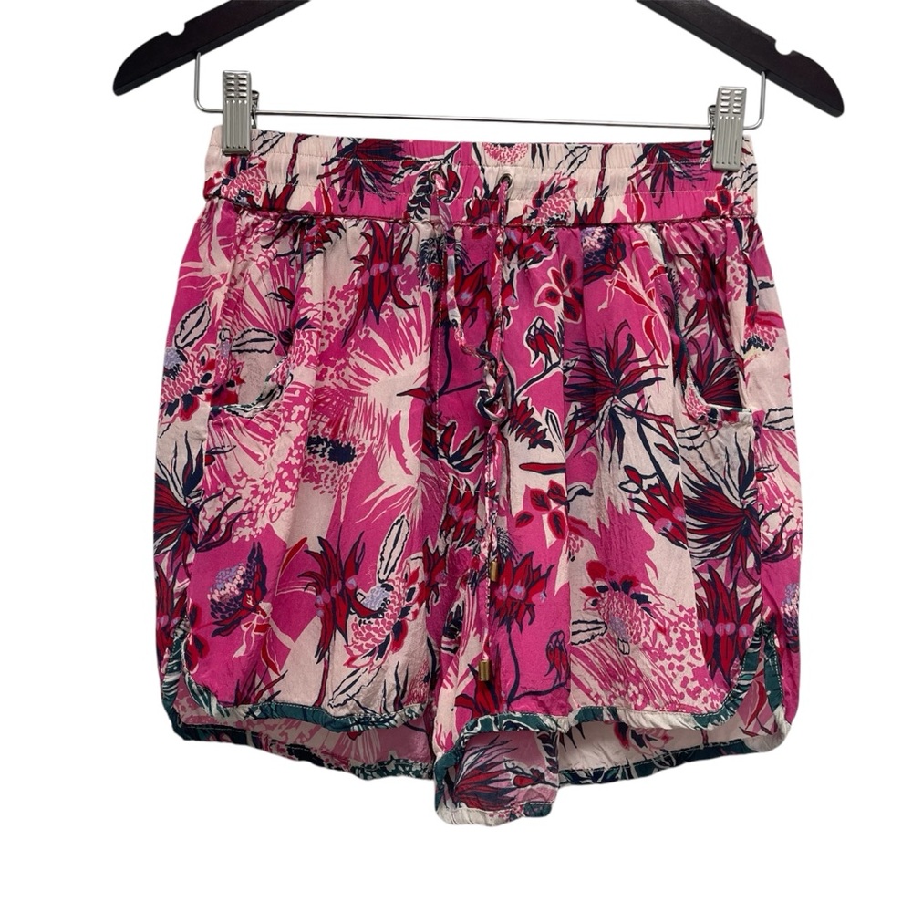 Chufy Floral Pink Henry Drawstring Shorts Size Medium